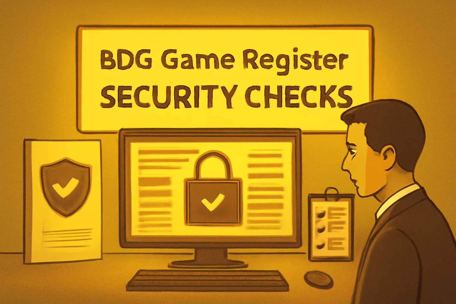 An illustration representing security measures for BDG Game Register.