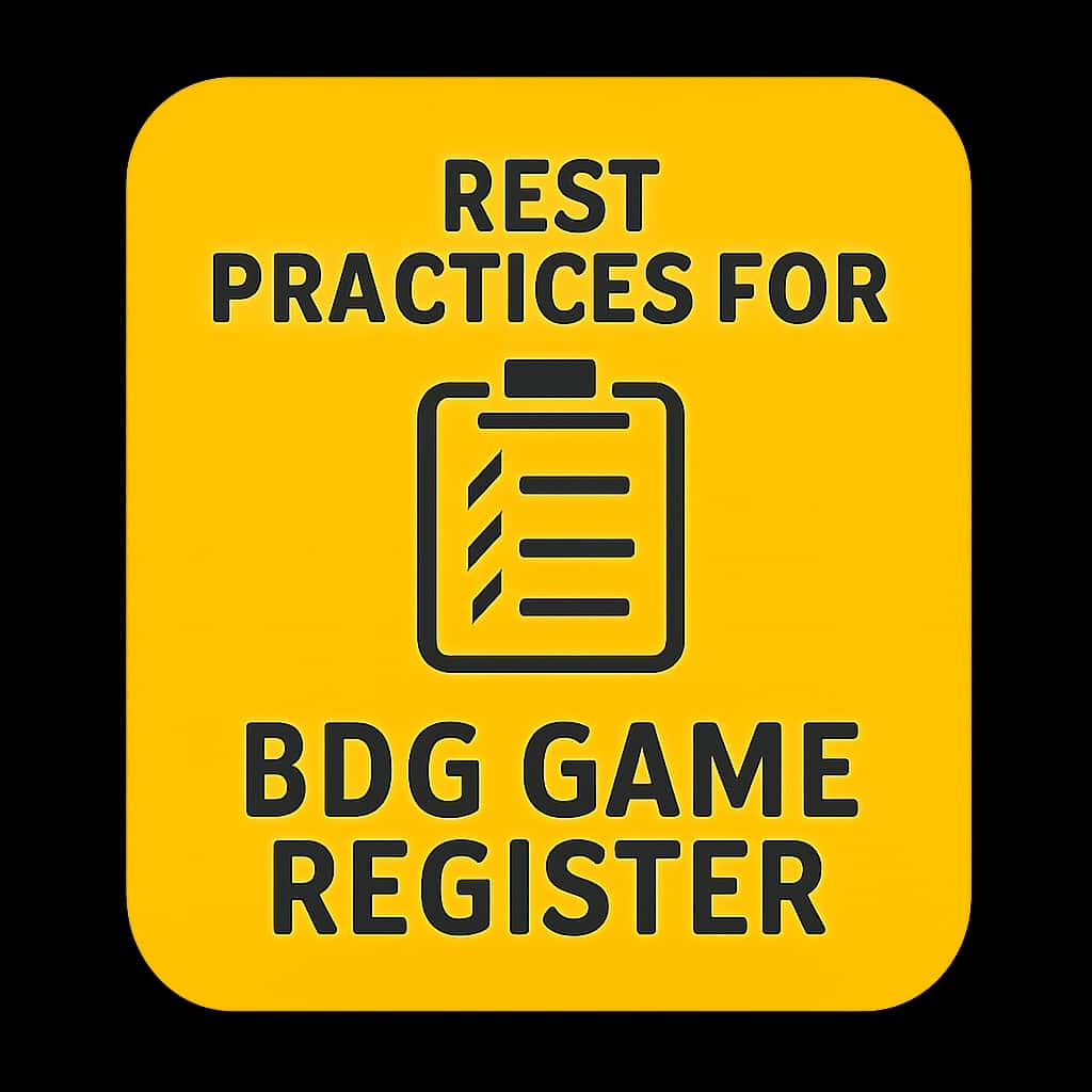 A badge showcasing best practices for BDG Game Register guidance.