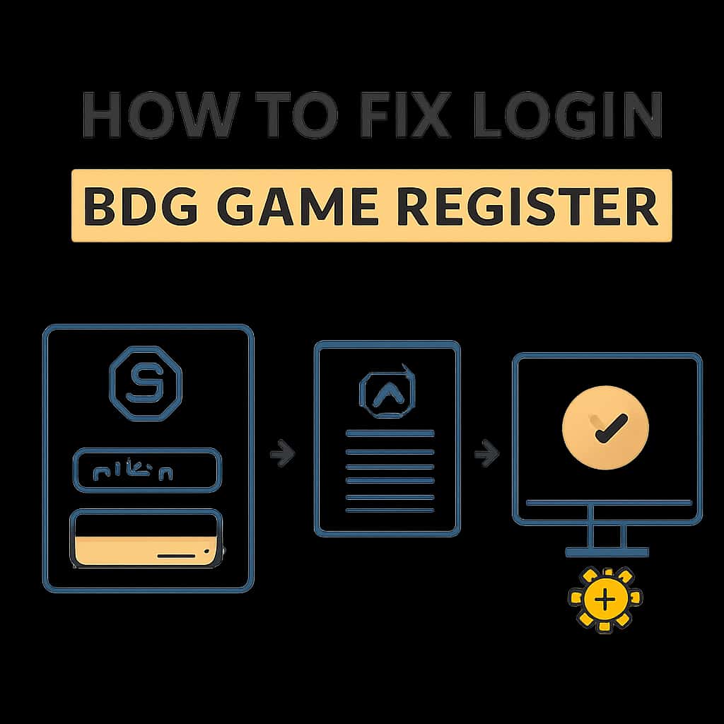 An educational diagram on troubleshooting login for BDG Game Register.