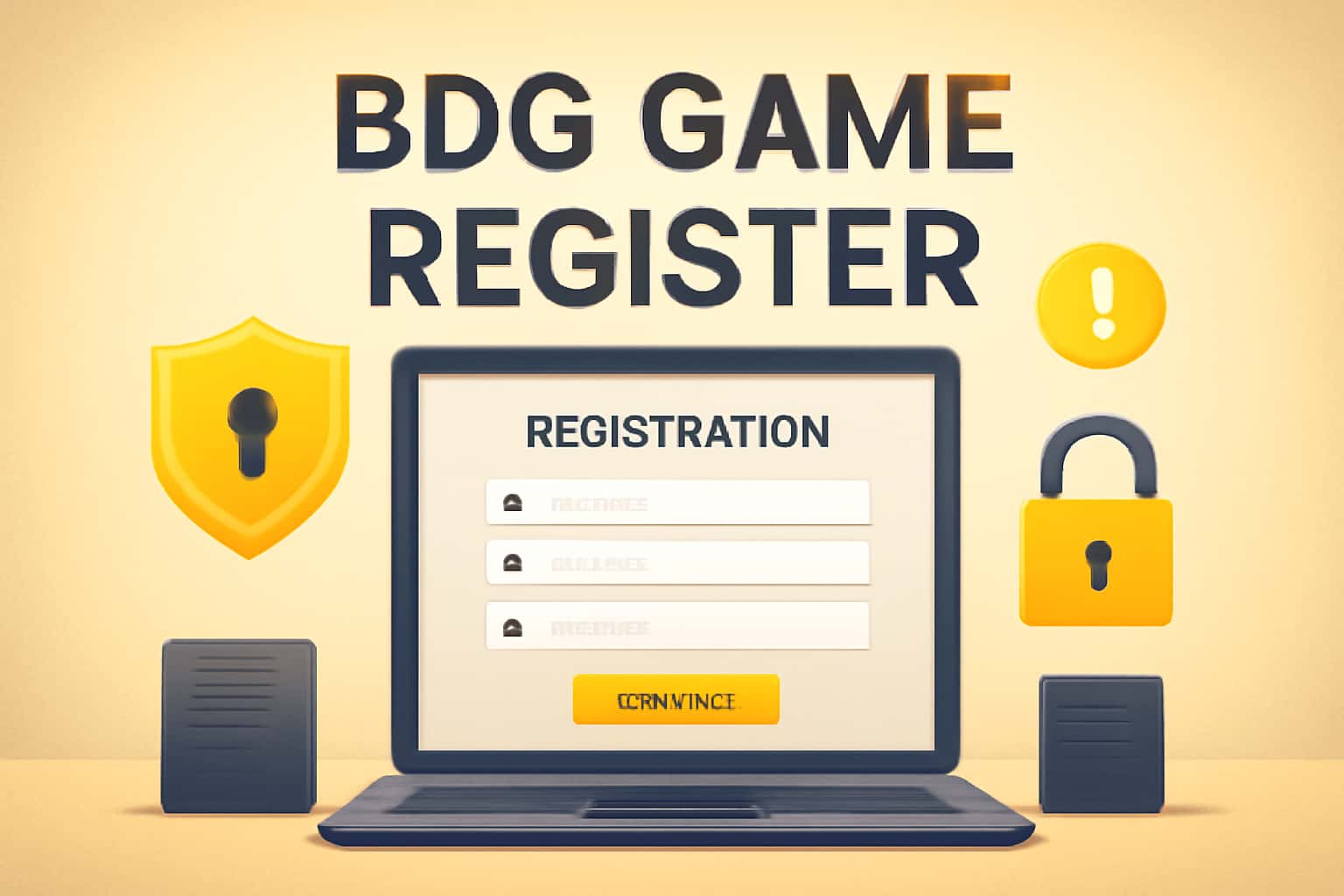 An informational scene depicting security measures for BDG Game Register accounts.